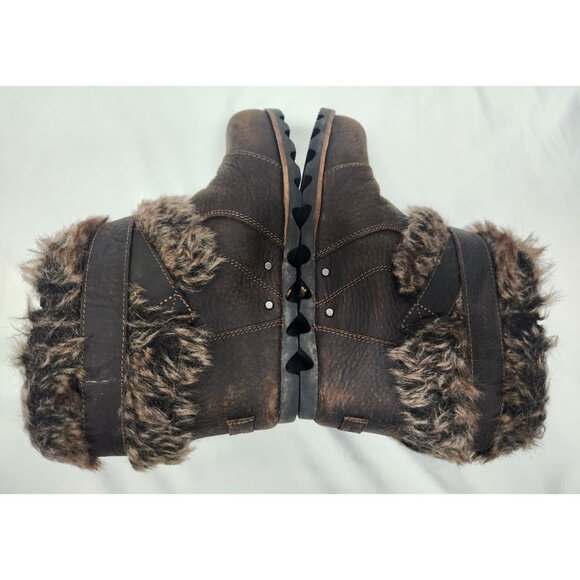 Sorel Women's Sz. 7.5 Brown Joan Of Arctic Booties Faux Fur Leather Wedge Boots - Picture 6 of 8